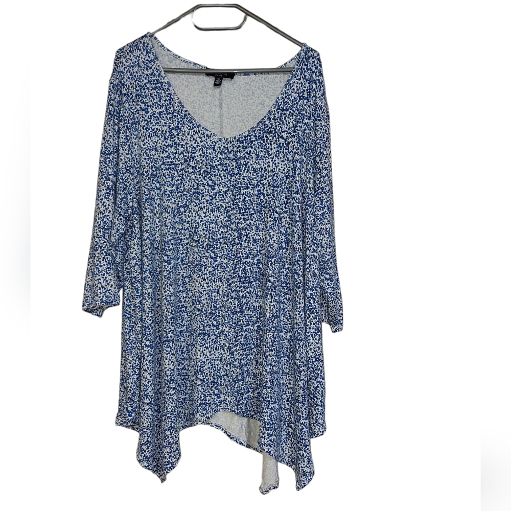 Dalia Plus Tunic Blue White and black